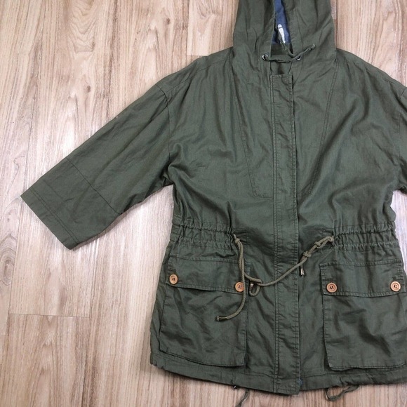 WILLOW and CLAY Women's Size M Green Utility Lightweight Full Zip Hooded Jacket - Picture 2 of 10